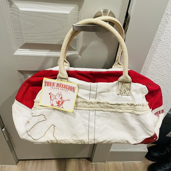True Religion Other - New True Religion Red And White Canvas Overnight Bag